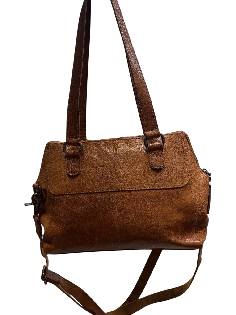 Spikes & Sparrow Genuine Leather Shoulder Bag Purse Brown Front Zip Pocket - Picture 5 of 12
